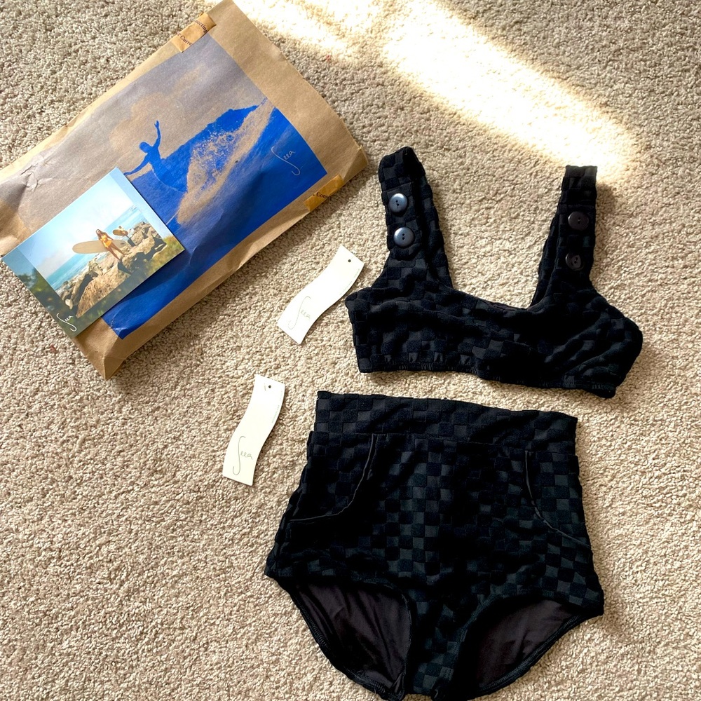 NWT Seea Georgia Swimsuit Surf Top & Bottom Vintage Fit Free People